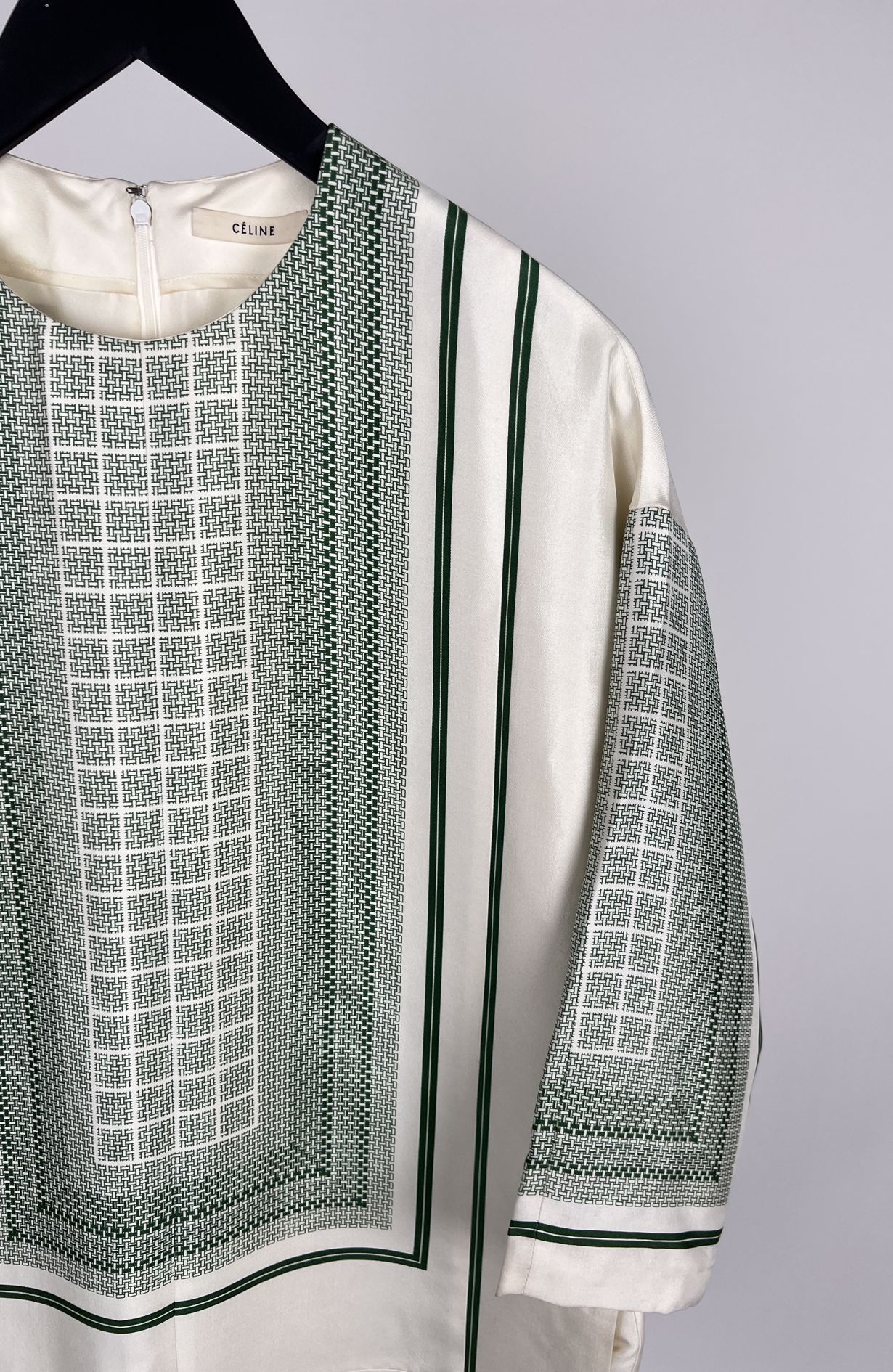 Céline Dress silk White w green size FR38(36)